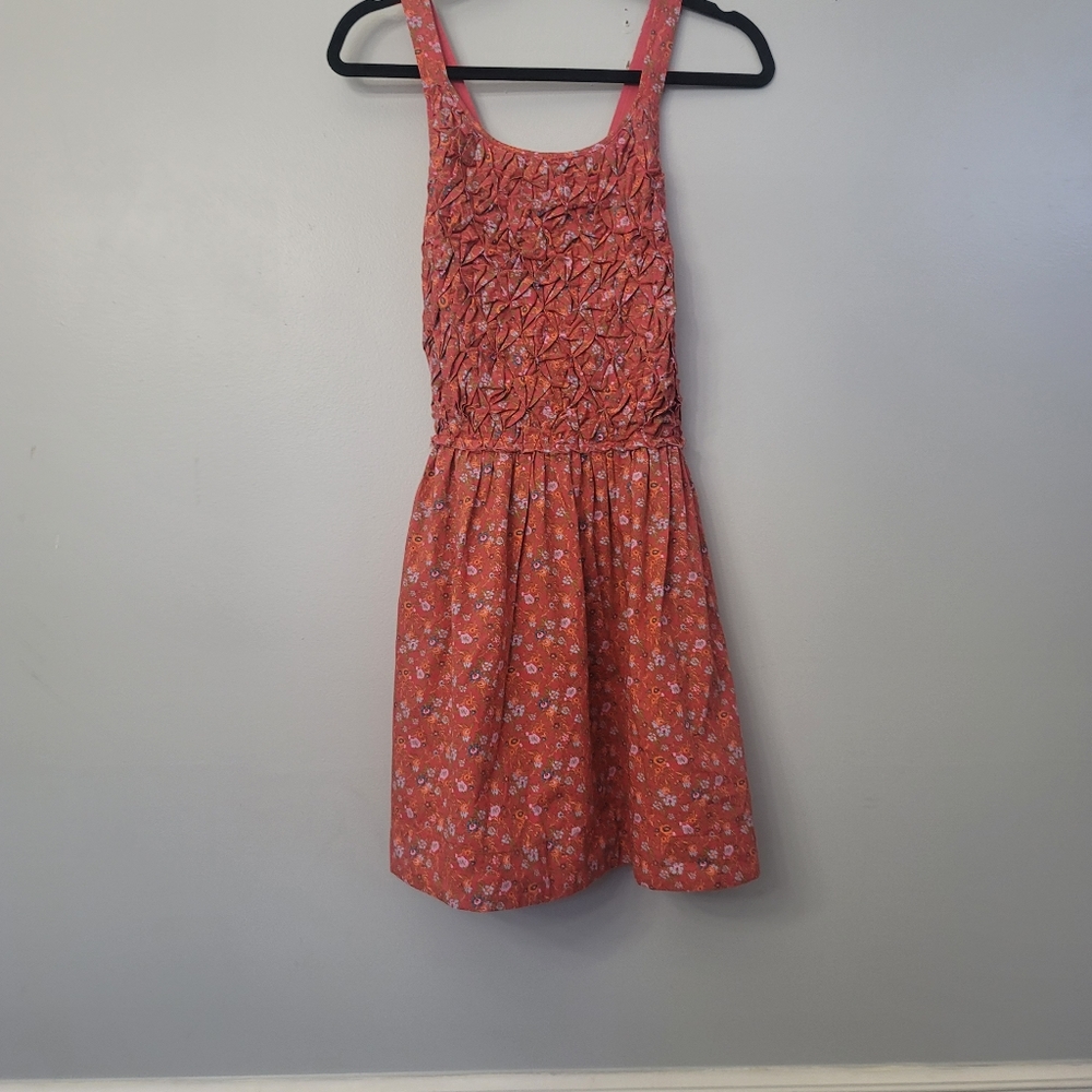 Free People Floral Print Petunia Poppy Combo Texture Piecing Front Scoop Crissc - Picture 5 of 16